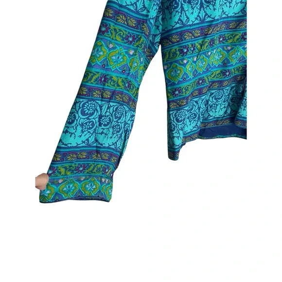 Adrianna Papell size 14 floral 100% silk vintage collarless blazer jacket - Picture 5 of 7